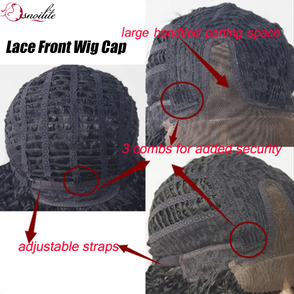 s-noilite 40cm Glueless Kinky Curly Bob Lace Front Wig Heat Resistant Synthetic Hair Natural Lace Wigs for Women