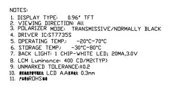 Ips 0,96 дюймов 8PIN SPI HD TFT ЖК-экран(16:9) ST7735 Привод IC 80*160