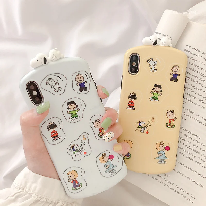 

Cartoon fun character Charlie phone case for iphone8 8plus xr 8 6 s 7 plus x xs max stereoscopic sleeping dog silicon soft cover