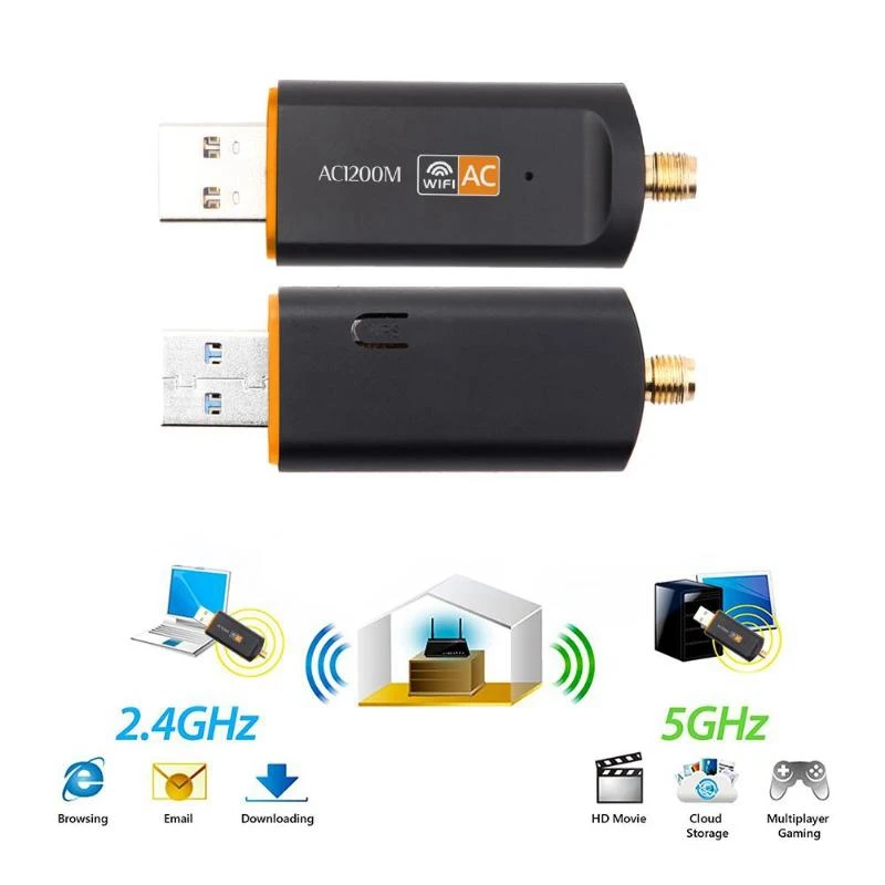 Быстрая 2 4G/5 8G wifi 1200 Мбит/с USB 3 0 двухдиапазонный адаптер беспроводная сетевая