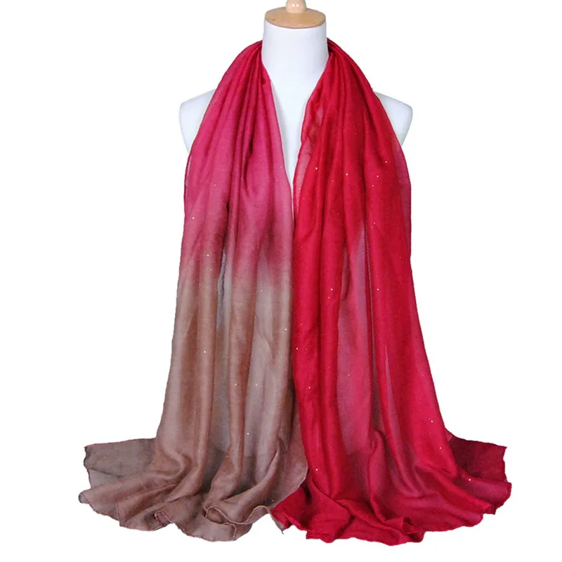 Мягкие шелковые шарфы для женщин, новинка, высокое качество, шифон, градиентный цвет, длинная шаль, шарфы для женщин, шифон, для женщин - Цвет: 2