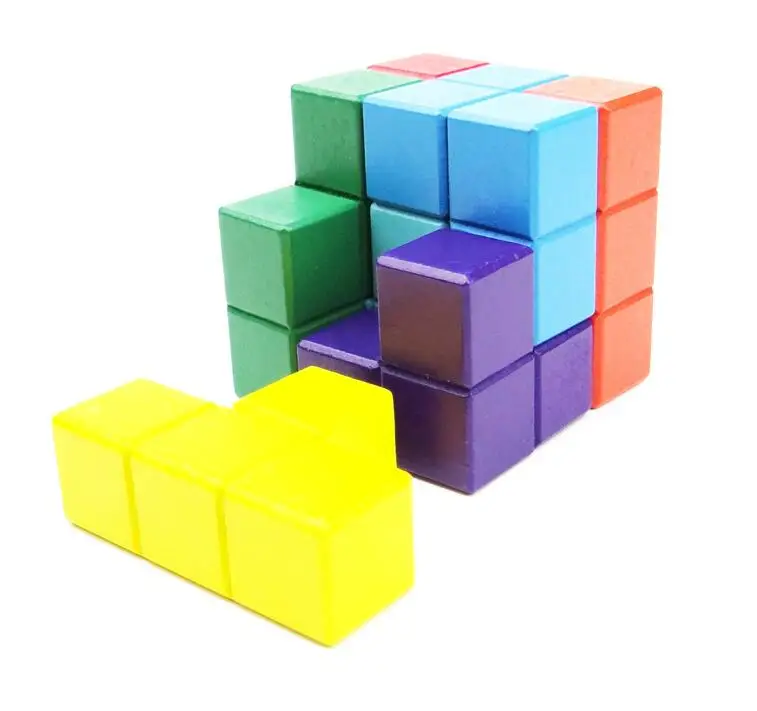 1 x natural clásico 6x6x6 de Tetris 3D rompecabezas juego entrenamiento del cerebro juguetes educativos