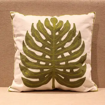 

SHIERJU 1pc 45*45cm Botany Cushion Cover Modern Square Knitted Printed Pillow Cover 100% Cotton Comfortable Soft Cushion Cover