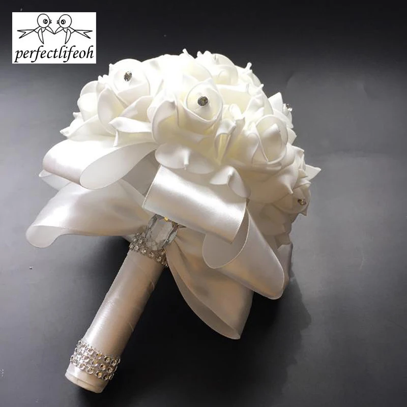 PE Rose Ribbon Hand Flower Bridal Wedding New Wedding Elegant