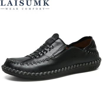 

LAISUMK Brand Breathable Casual Genuine Leather Men Shoes Moccasins Gommino Slip on sapato masculino