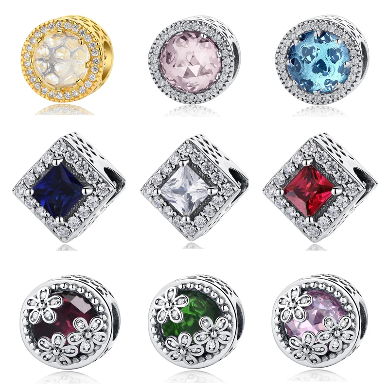 

Authentic Original 925 Sterling Silver Bead Charm Radiant Hearts Crystal Charm Fit Pandora Bracelets Bangles Women DIY Jewelry