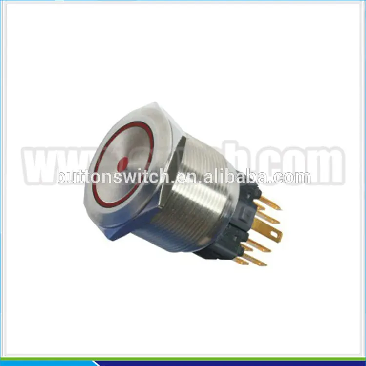 2505 25mm Ring lamp brass doorbell 24VDC red led metal push button switch