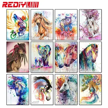 

REDIY LADIY Diamond Embroidery Horse Diamond Painting Cross Stitch Full Square Rhinestones Mosaic Pattern Home Decor Arts Crafts