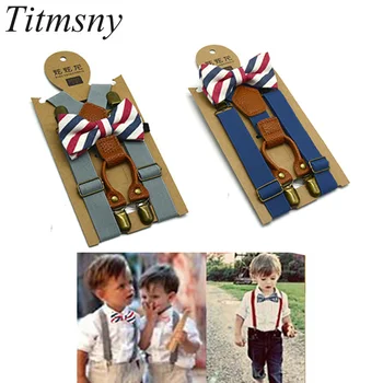 

Kids Baby Boys Toddler Wedding Braces Suspenders Luxury Bow Tie Set Christmas Bowtie Ties High Elastic Butterfly Knot