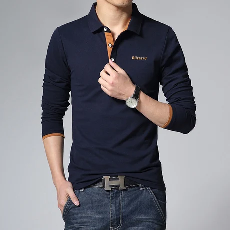 T102 # 2015 Hitz men's long-sleeved T-shirt lapel | Мужская одежда
