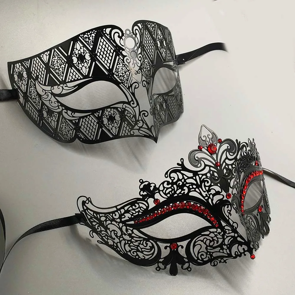 Роскошная металлическая филигрань Стразы Венецианская Праздничная маска маскарад пара влюбленных Рождество Событие Свадьба маска партия