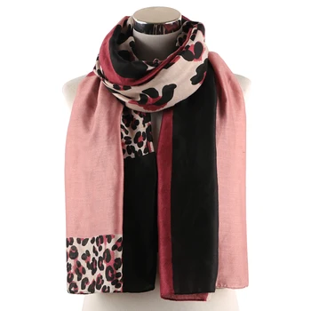 

Winfox Fashion Patchwork Animale Scarves Shawls Women Pink Red Leopard Scarf Female Stoles