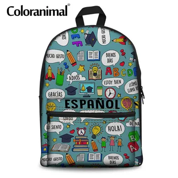

Coloranimal Schoolbags Canvas Backpack Children Cartoon Children Mochilas Shoulder Bag Germen French Teacher Pattern Kid Satchel