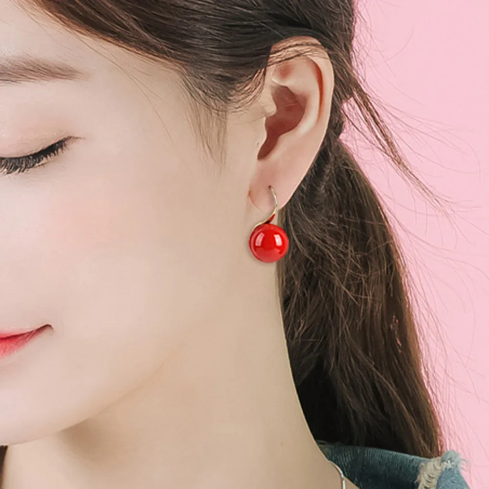 Ladies Red Earring New arrive Steel Gold Women Girl Earrings Fashion