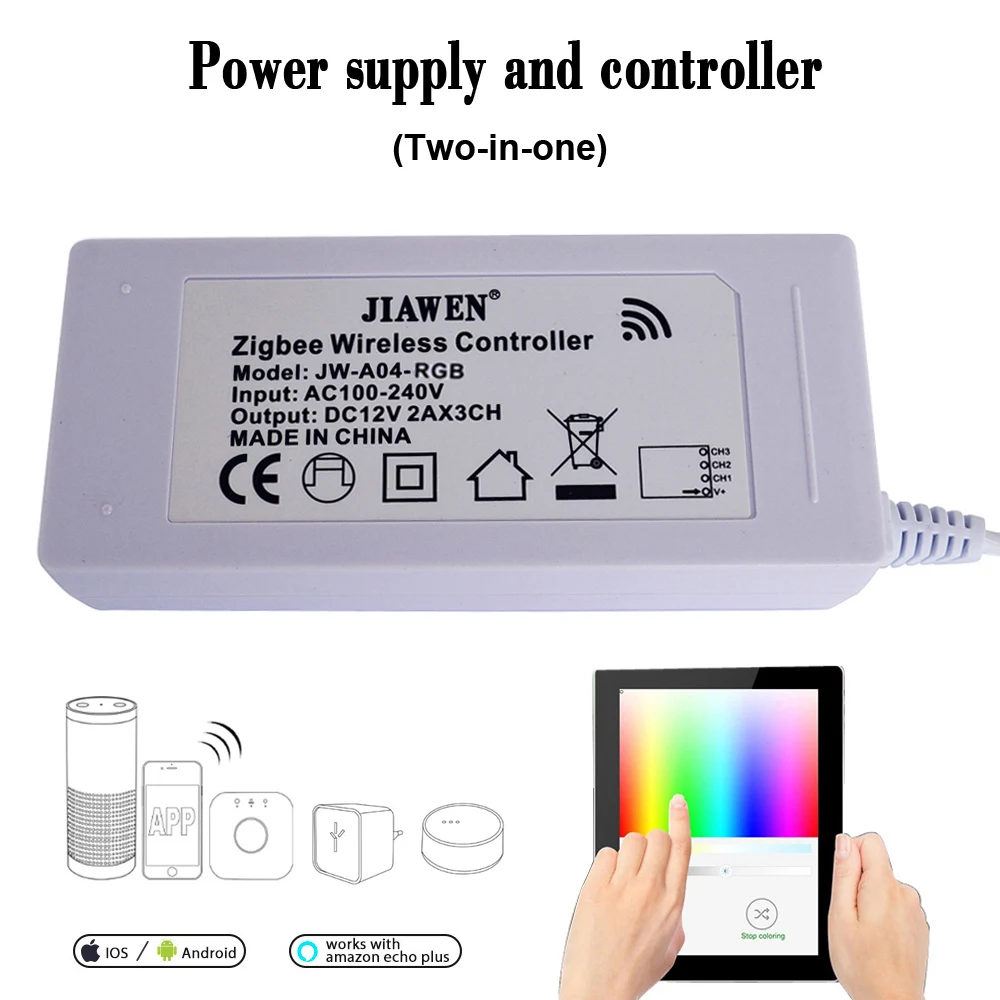 Jiawen ZigBee контроллер работает с крупными мостами/шлюзами для RGB/RGBW DC 12 V светодиодные ленты