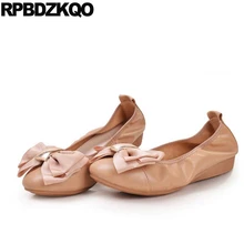 Плоские обнаженный свернуть 10 обувь милый Большой размер 11 лук Складные балетные Китайский Размер 43 металл балерина женщин Китай большой каваи Мода красивая весенняя осень европейская последние отправка капел