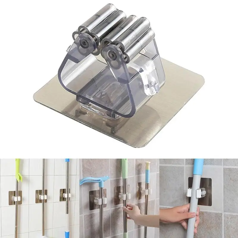 Wall Mounted Mop Organizer Holder Brush Broom Hanger Storage Rack Kitchen Tool