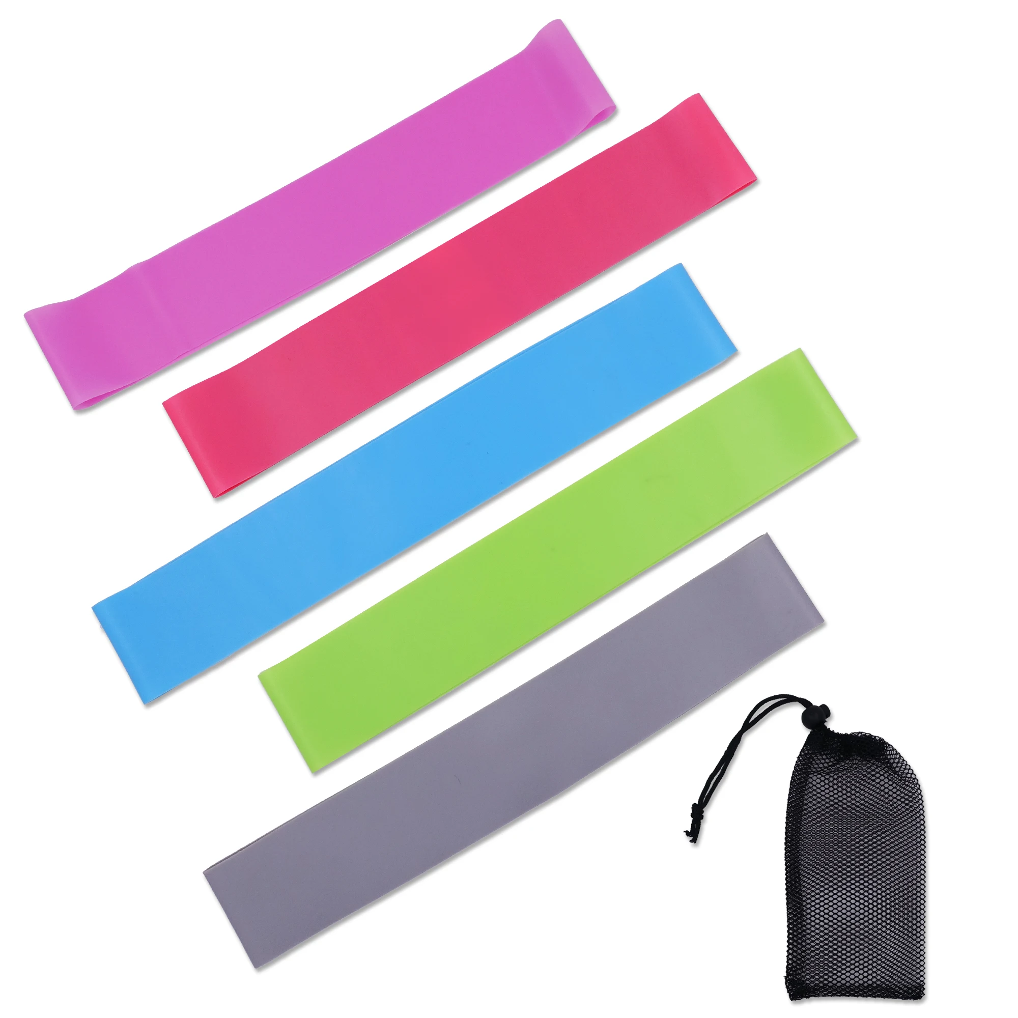 

Yoga Elastic Resistance Bands Loop Set Exercise Sports Fitness Home Gym Strength Training Crossfit Workout Pilates with Mesh Bag
