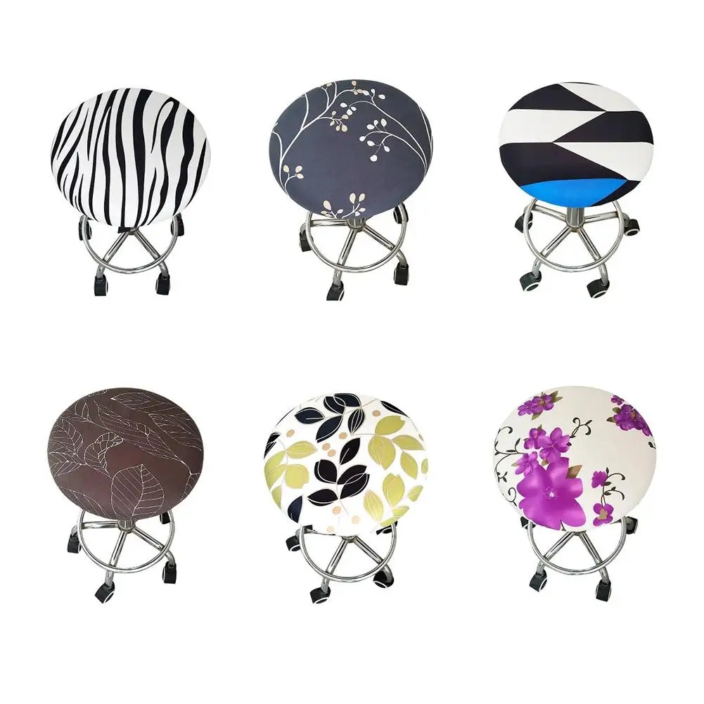 

2019 Round Chair Cover Bar Stool Cover Elastic Seat Cover Home Chair Slipcover Round Chair Bar Stool Floral Printed