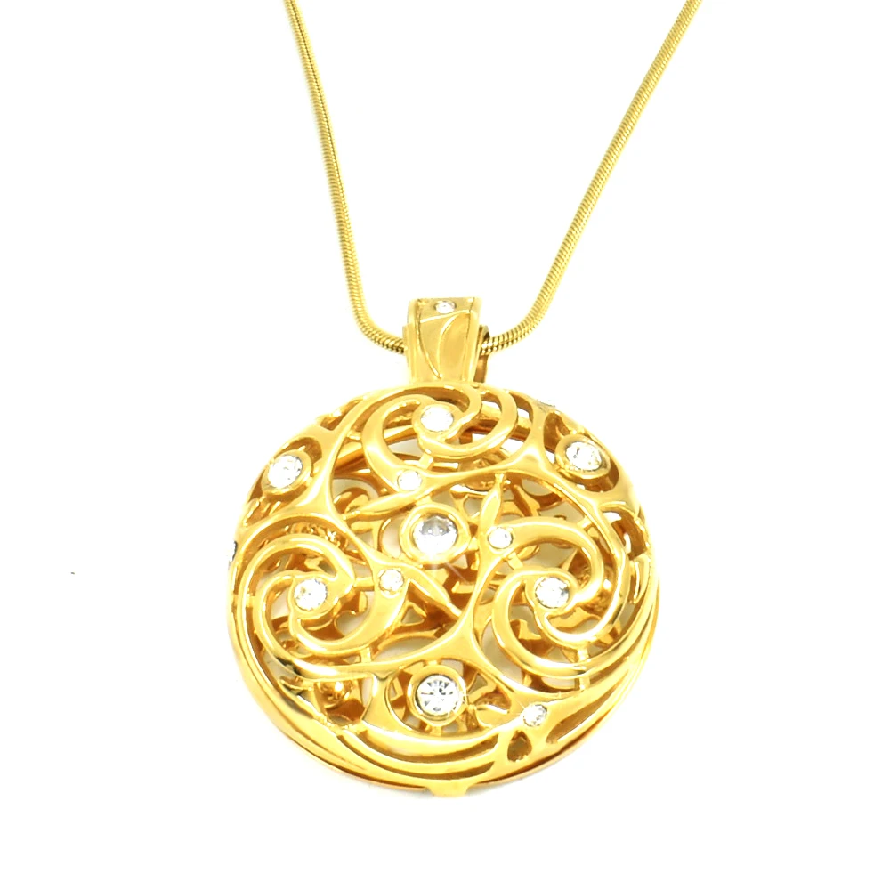 

New fashion stainless steel hollow gold silver health care pendant negative ion grain protection body health pendant man women