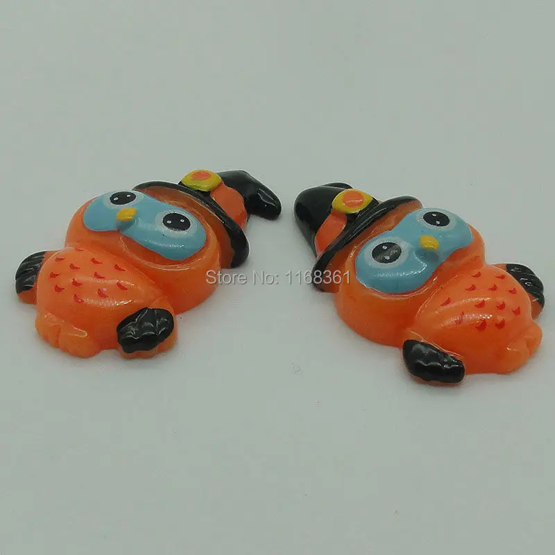 1pcs/lot resin flat back Halloween orange owl 31mm Cabochons Scrapbooking Hair Bow Center DIY Christmas decration C104-5