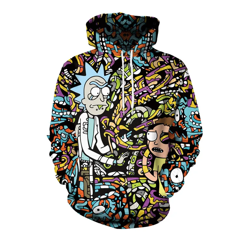 

Fans Made Cartoon Rick And Morty Cosplay Men 3D Printed Hoodie Green Color Hip Hop Sweatshirt Costume for Anime Fans
