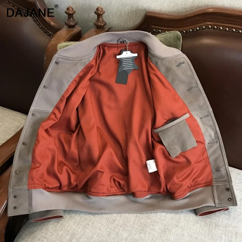 Vache En Grind A1 Hommes Vintage Homme Veste Gris Cuir Arénacés ArénacéeVéritable Peau De Classique TJu13lFKc