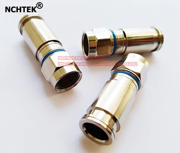 

NCHTEK High Quality RG59 Weatherproof F Compression Connector RG-59 Compression Connector (Blue Band)/Free Shipping/25PCS