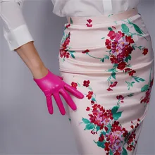Новые ультракороткие кожаные перчатки 16 см эмуляция кожи овчины PU женские розовые красные темно-розовые женские перчатки WPU104