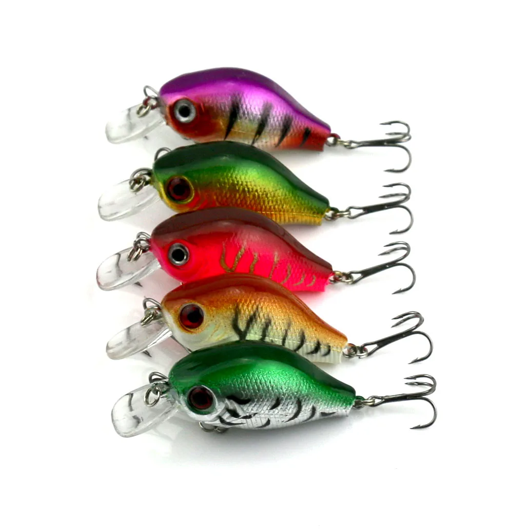 HENGJIA 5pcs 5.5cm 8g crankbaits hard plastic fishing lures bass wobble