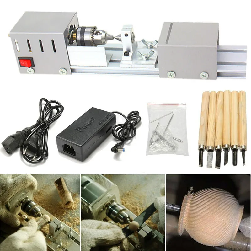Mini Lathe Machine Wood Lathe Drill Rotary Beads Machine Polisher Table