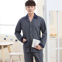 J& Q, новинка, пижама Hombre, Хлопковая мужская одежда для сна, однотонный кардиган с отворотом, весна, размера плюс, домашняя одежда, высокое качество, брендовая Пижама для мужчин