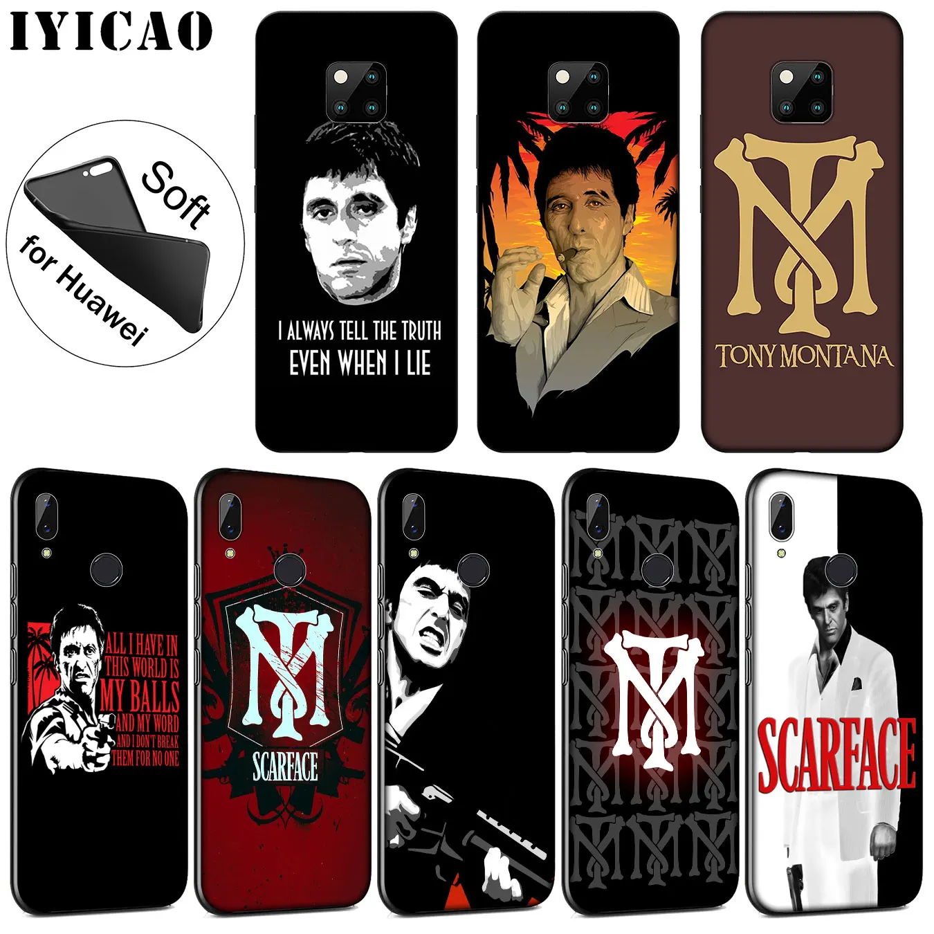 Scarface Tony Montana Luxury High-end Protector Soft Case for Huawei Mate 30 20 10 Pro Nova 5I 5T 5 4 4E 3i 3 2i Lite Smart |