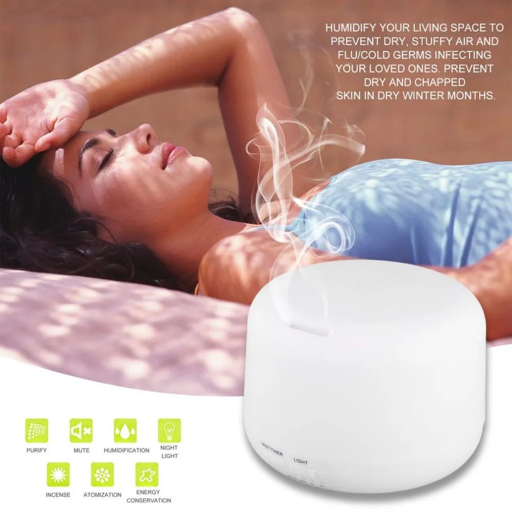 

Aroma Diffuser Ultrasonic Vibration Atomization Humidification Colorful Light Night Light Purify Air US EU Plug