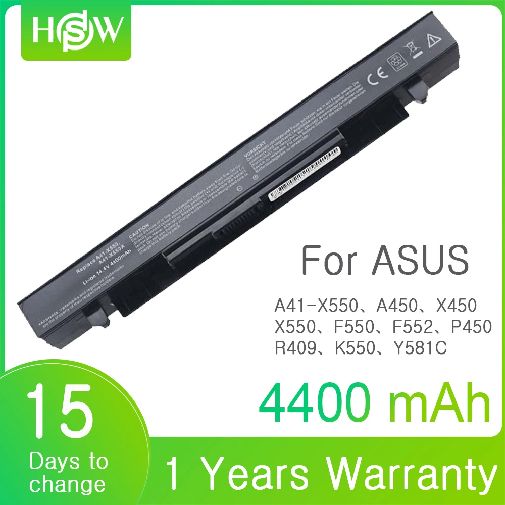  4400mAh A41-X550 Laptop Battery For Asus X550L X450 X450C R409CC X552E K5 X550V F552 K550 P450 P550