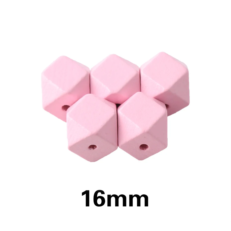 Mamihome 50 шт. 16 мм 20 мм деревянные шестигранные бусины для детей конфеты цвет зубцы из древесины игрушки DIY ожерелье для браслетов, детских прорезывателей - Цвет: 16mm Candy Pink