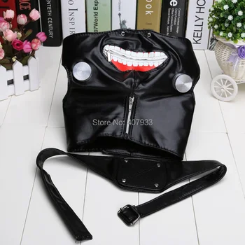 

Anime Tokyo Ghoul Kaneki Ken Mask Adjustable Zipper Masks PU Leather Cool Mask and Blinder Action Figures Toys