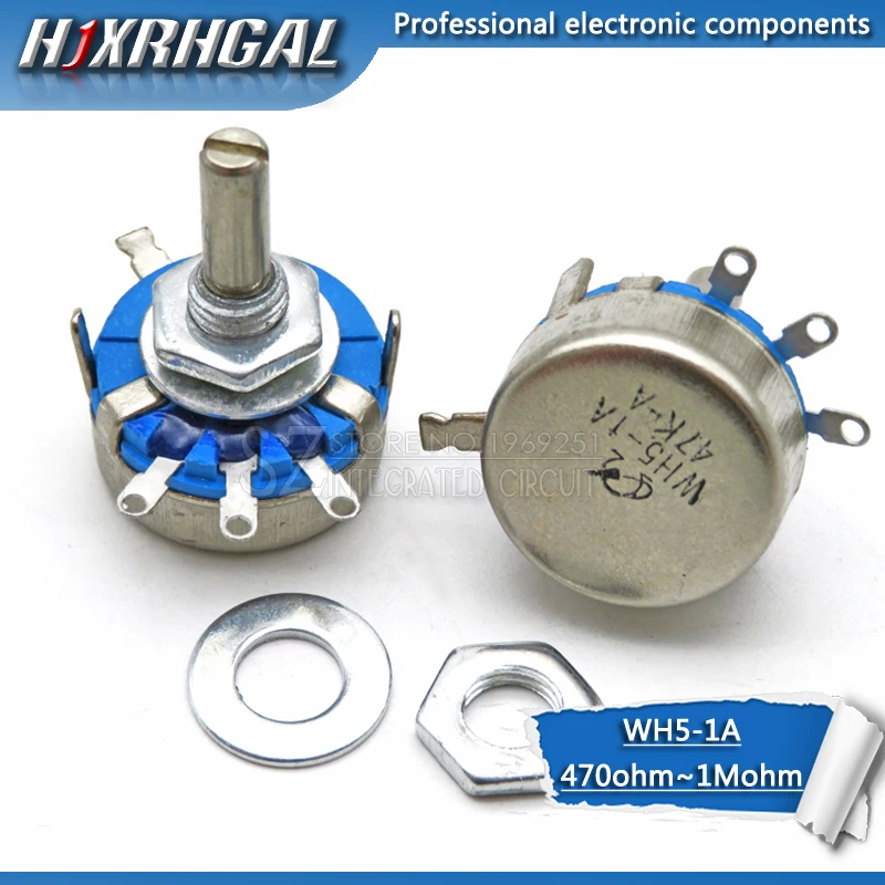 

10PCS WH5-1A Carbon Potentiometer 470R 1K 2K 1K5 10K 22K 47K 4K7 100K 220K 3-Terminals Round Shaft Rotary Taper WH5 hjxrhgal