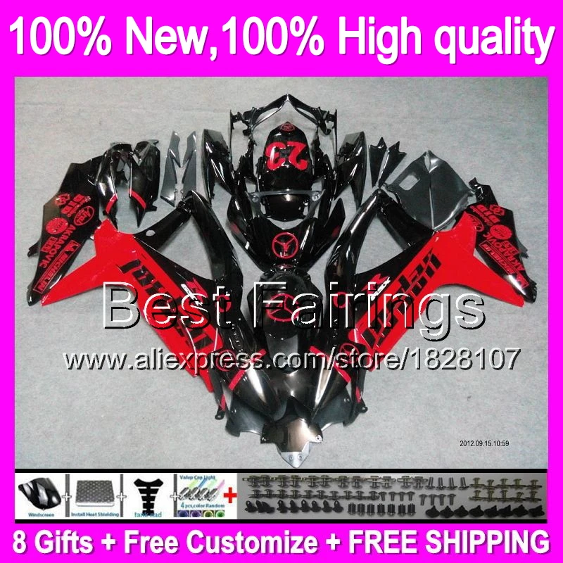 

Jordan Red black Fairing For SUZUKI GSXR750 08-10 GSXR 600 750 08 09 10 Red black 4B821 K8 GSX R600 R750 2008 2009 2010 +Decal
