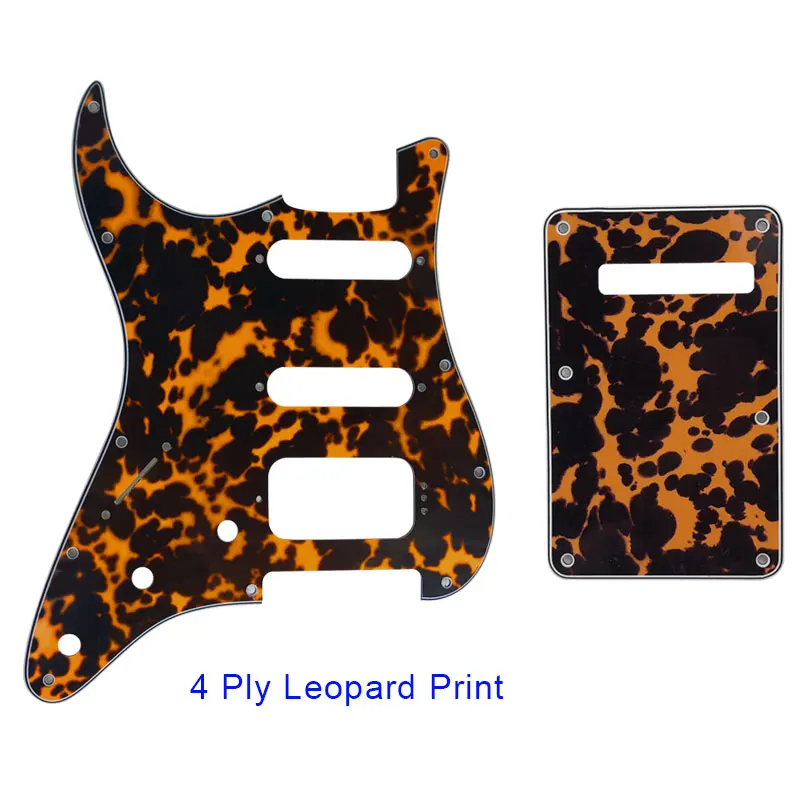 4Ply leopard print Запчасти для гитары-для США Fd левша 11 винтовых отверстий MIM Startocaster SSH Гитара хамбакера накладки и задняя пластина с царапинами - Цвет: 4Ply leopard print