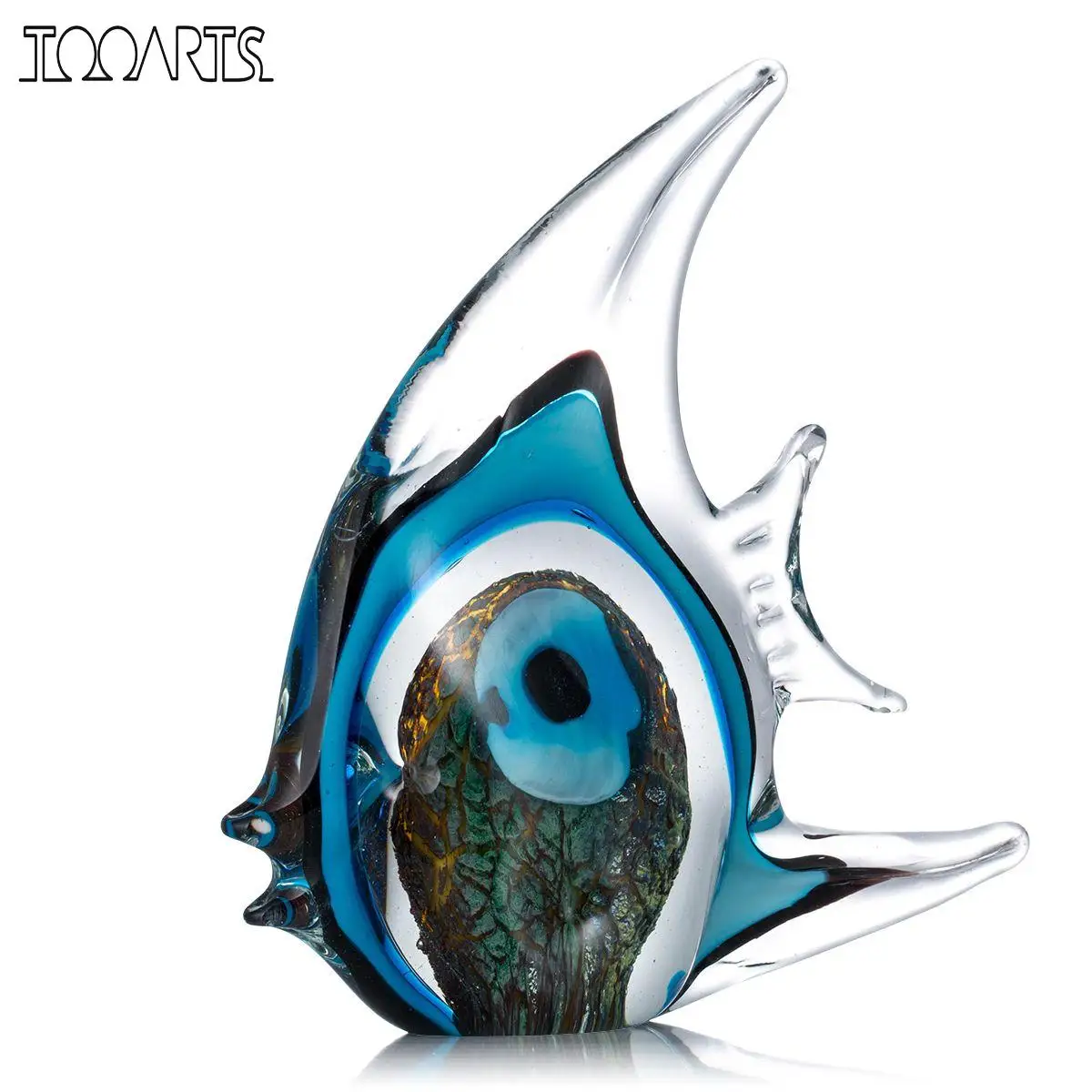 No Tooarts Blue Stripe Pesce Tropicale Scultura in Vetro Modern Art Favor Regalo Artwork Decorazione della casa No Tooarts Blue Stripe Pesce Tropicale Scultura in Vetro Modern Art Favor Regalo Artwork Decorazione della casa