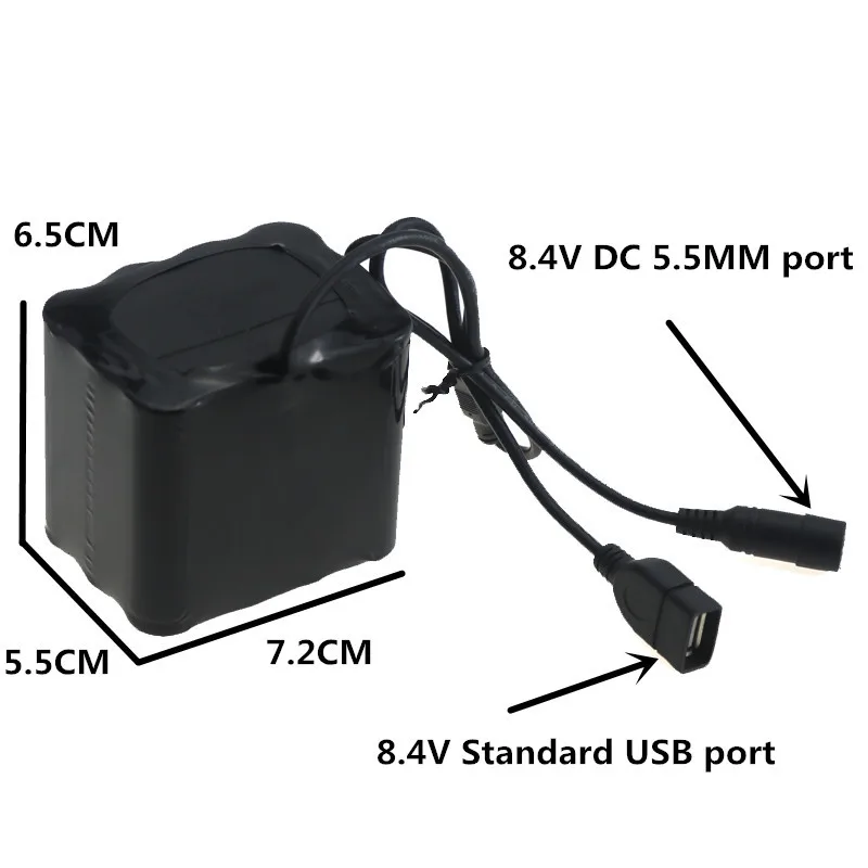 

12 X 18650 25000mAh Rechargeable Battery Pack 8.4V Bike Bicycle Light Headlight Head Lamp Battery Pack With USB & DC Port