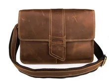 Vintage Crazy Horse Leather Men Messenger Bags Genuine Leather Men’s Travel Bags Brown Casual Shoulder Crossbody Bag #MD-J7263