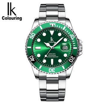 

IK Colouring Men's Quartz Wristwatch Auto Date Luminous Dial Male Designer Watch Stainless Steel Bracelet Relogio Masculino