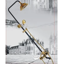 BAKALA Black bath shower set Luxury shower set Ceramic flower is aspersed Bathroom Gold Wall Shower