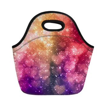 

THINK Loving Heart Fashion Meal Bag for Women Punch Neoprene Office Worker Lunch Handbag Zipper Travel Portable Lunch Bag Custom