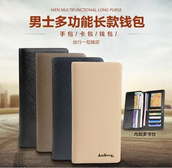 

by dhl or ems 100pcs 2017 Men Wallets Leather Slim Business Long Purses Male Credit Card Holder ID Holder Phone Money Bag