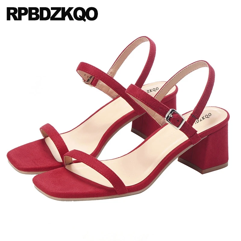 red two strap heels