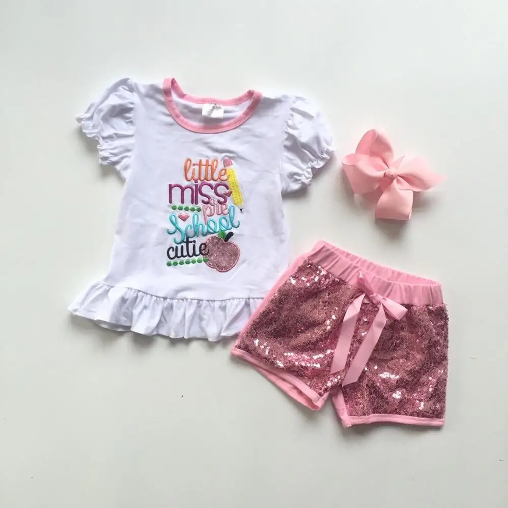 Одежда для маленьких девочек школьные наряды с белым топом little miss the school короткая