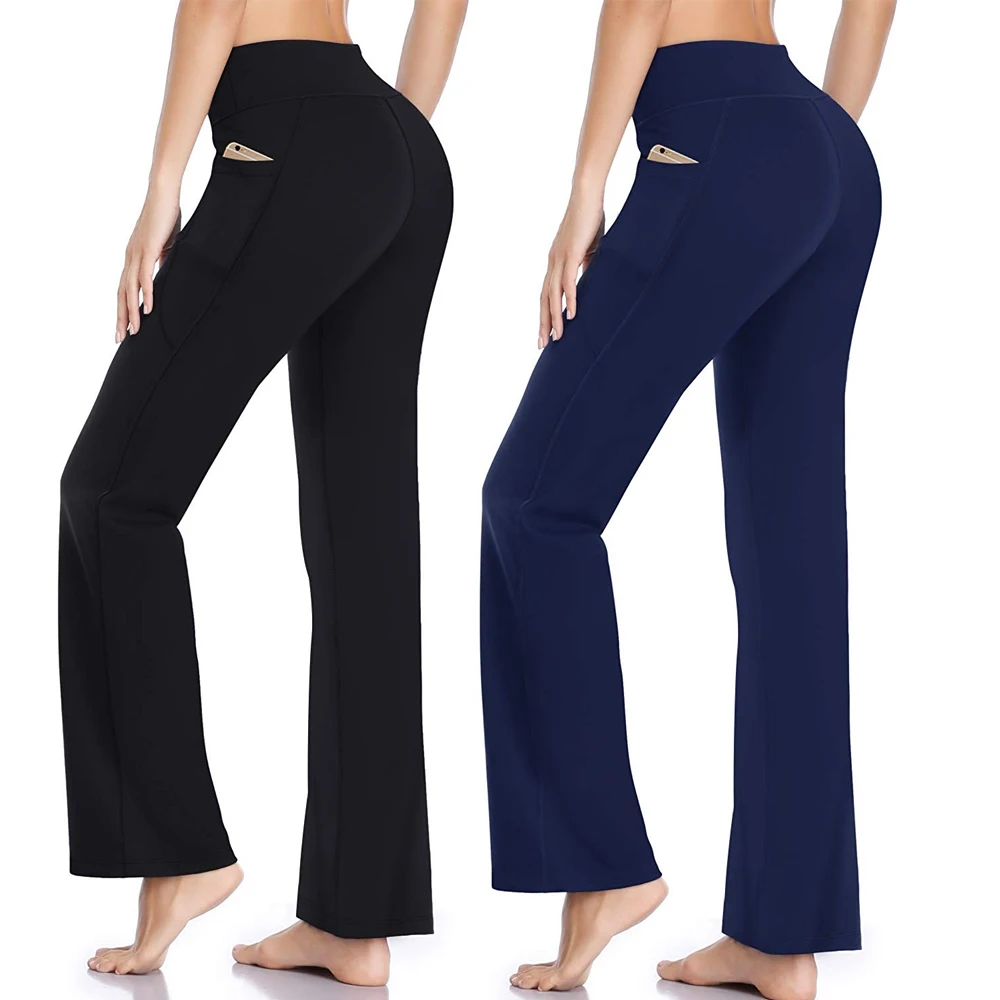 

Vertvie 2019 Fashion Women Sports Pants Yoga Running Jogging Bootleg Pants Inner Pocket Light Weight High Waist Leggings Fitness